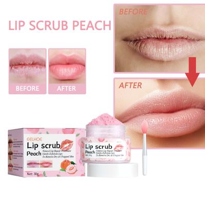 Pfirsich-Lippenpeeling, feuchtigkeitsspendendes Peeling, entfernt abgestorbene Hautzellen, reduziert Lippenfältchen, Lippenfüller, Schlaf-Lippenmaske, repariert nährende Lippenpflege