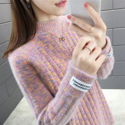 Women's Knitted Sweaters Autumn and Winter Loose Outer Wear Half-turtleneck Tops Thick Bottoming Shirts