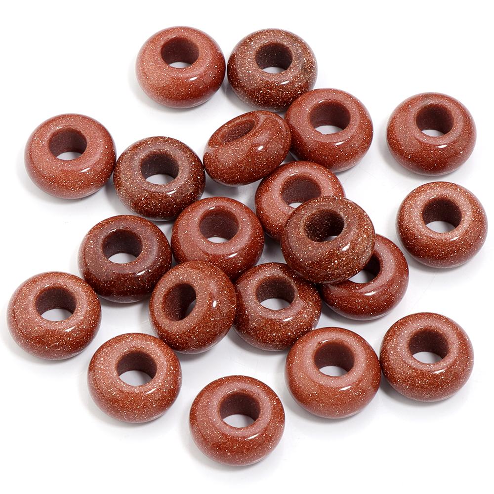 6pcs 14x8mm Natural Stone Beads Amethyst Tiger Eye Agate Jade Abacus Shape Big Hole Loose Beads for Jewelry Making DIY Bracelets