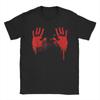 Bloody Hands Handprints Blood Splatter T-Shirts Men Round Collar 100% Cotton T Shirts Funny Halloween Tee Shirt 4XL 5XL Tops
