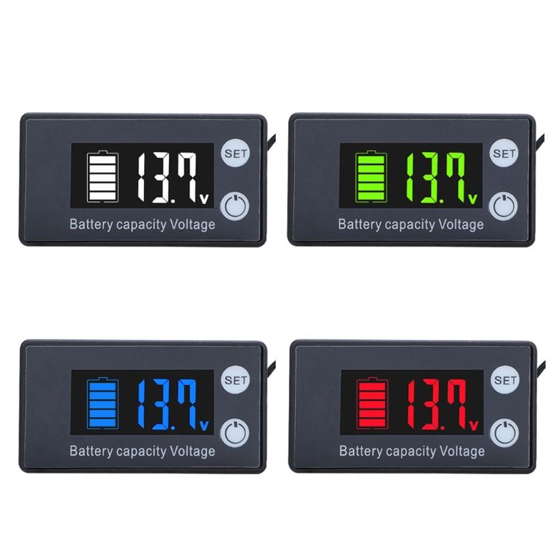 Battery Capacity Indicator Voltage Meter with LCD Display Backlight Waterproof Monitor Gauge Digital Voltmeter Meter