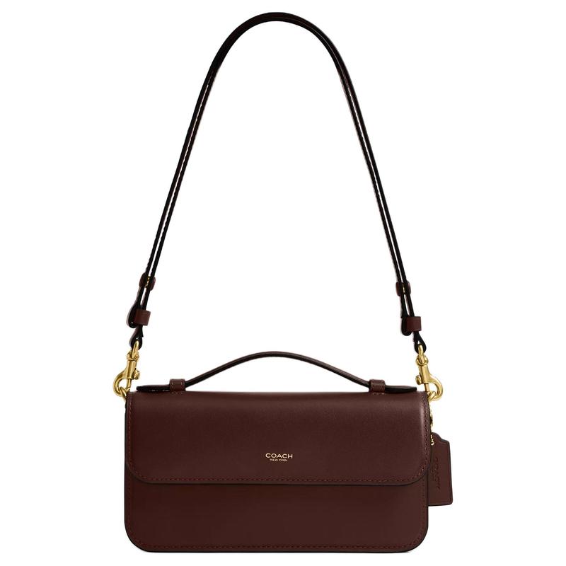 

COACH Elora 21 detachable shoulder strap calfskin shoulder crossbody handbag small women s maple color коричневий