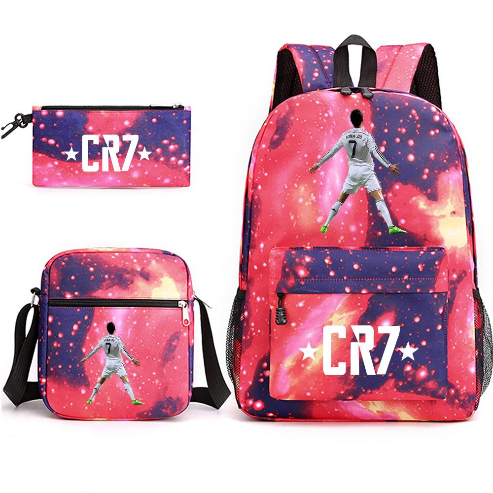 3 Piece School Backpack Set for Students Large Capacity Oxford Cloth Schoolbag with Shoulder Strap and Pencil Case