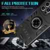 For iPhone 16 Pro Case with Ring Holder Kickstand PC + TPU Anti-Fall Phone Cover