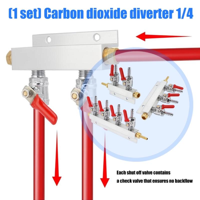 High Quality CO2 Gas Splitter Durable Metal Materials Home Brewing Supplies CO2 Regulator For Beverage Dispensing