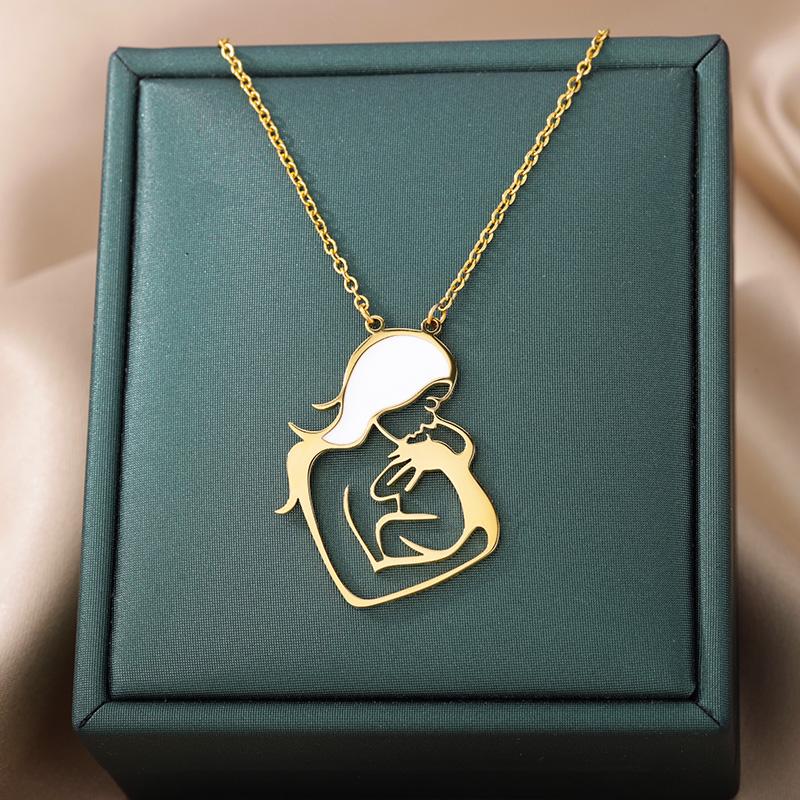 Mom and Choker Necklace For Women Gold Color Stainless Steel Necklace Charm Collier Family Jewelry Mother's Day Gift