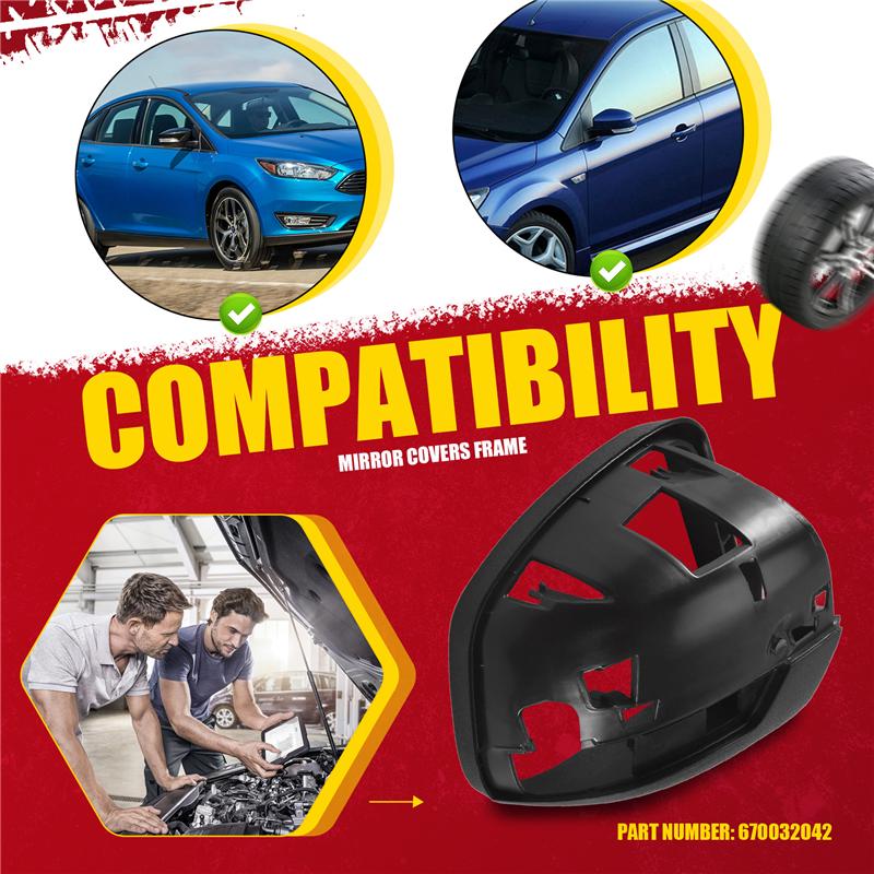 Rear View Mirror Cover Frame Mirror Shell Base Exterior Accessories For Ford Focus 2008-2017-M53K