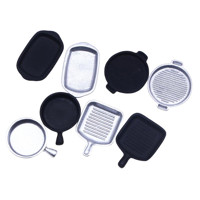 1Set 1:12 Dollhouse Miniature Baking Tray Pan Steak Skillet Kitchenware Model Kitchen Decor Toy Doll House Accessories