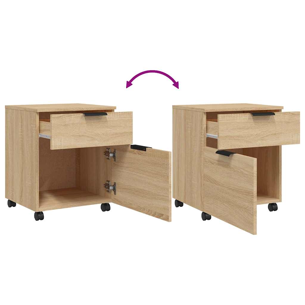 Mobile Filing Cabinet with Casters Sonoma Oak Finish 45 X 38 X 54 Cm