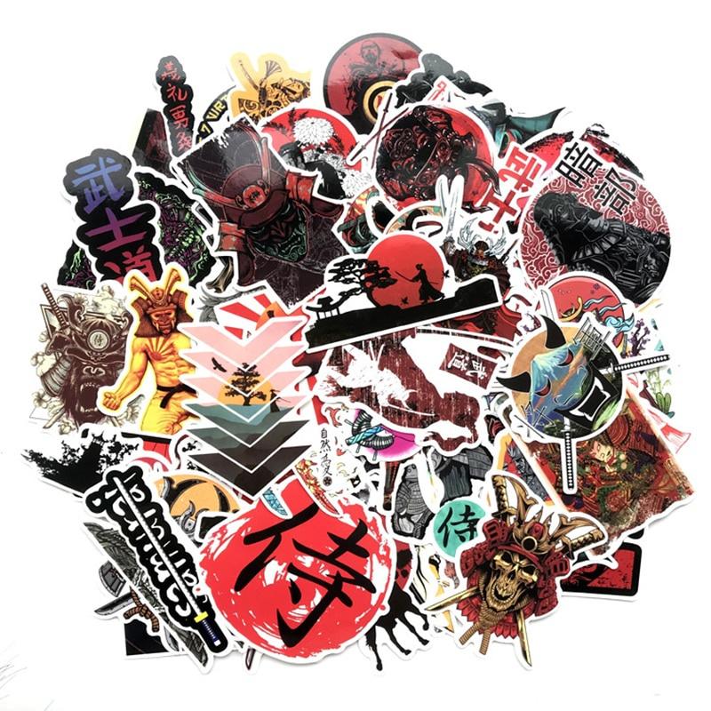 65 stk Japan Bushidou Warrior-klistremerker for bærbar PC PVC Graffiti-klistremerker Dekal Koffert Bagasje Gitar Bil For Barneleker