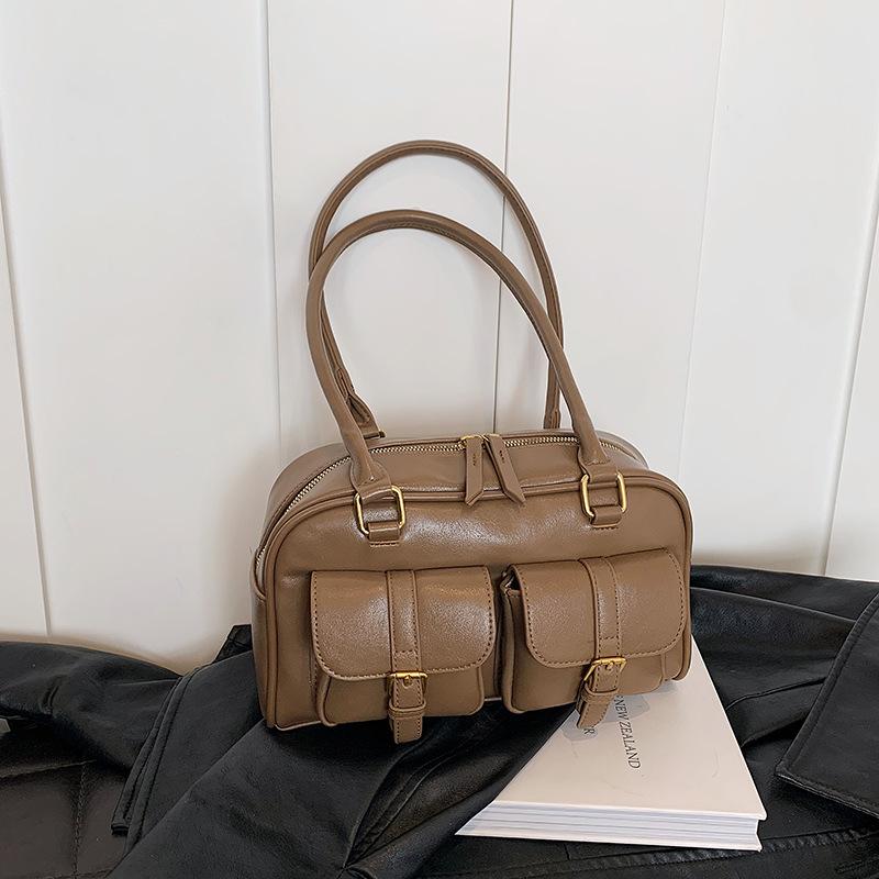 Boston Bag Women's 2025 New Maillard Shoulder Bag Autumn and Winter Premium Bowling Women's Handbag