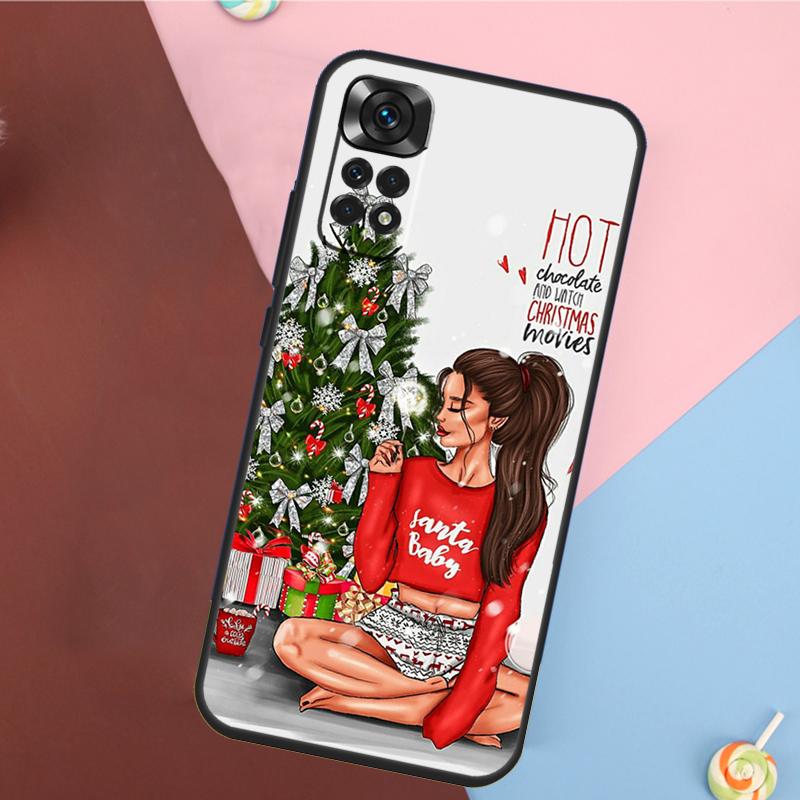 Fashion Girl Merry Christmas Case For Xiaomi Redmi Note 11 Pro 11S 8 9 12 10 Pro 10S 9S Redmi 9 10 12C 9C 10C Back Cover