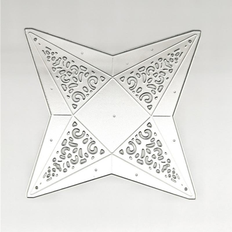 Four Corner 3D Gift Box Pattern Metal Steel Cutting Dies Stencils Scrapbooking Craft Die Diy Festival Card Making