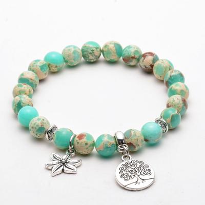 European and American Jewelry, 8mm Amazon Stone, Yoga Starfish Bracelet, Natural Stone, Tree of Life, Buddha Bead Bracelet