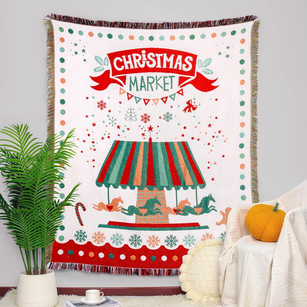 Outdoor Camping Blanket Moisture-proof Picnic Mat Jacquard Tapestry Christmas Sofa Towel Cover