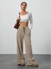 European & American Women's Solid Color Drawstring Waist Wide-Leg Pants