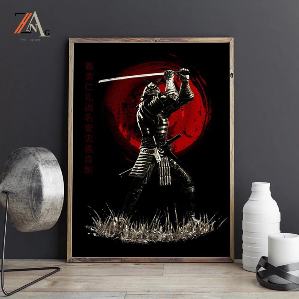 Japonský starověký vojenský velitel plakát vinobraní malba na plátně nástěnná malba v domácí výzdobě obývacího pokoje bez rámečku