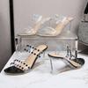 Strass Sandalen Damen Sommer Neue Sexy Kristall Transparente Schuhe mit hohen Absätzen Keilabsatz 1098 Serie 6cm LFD