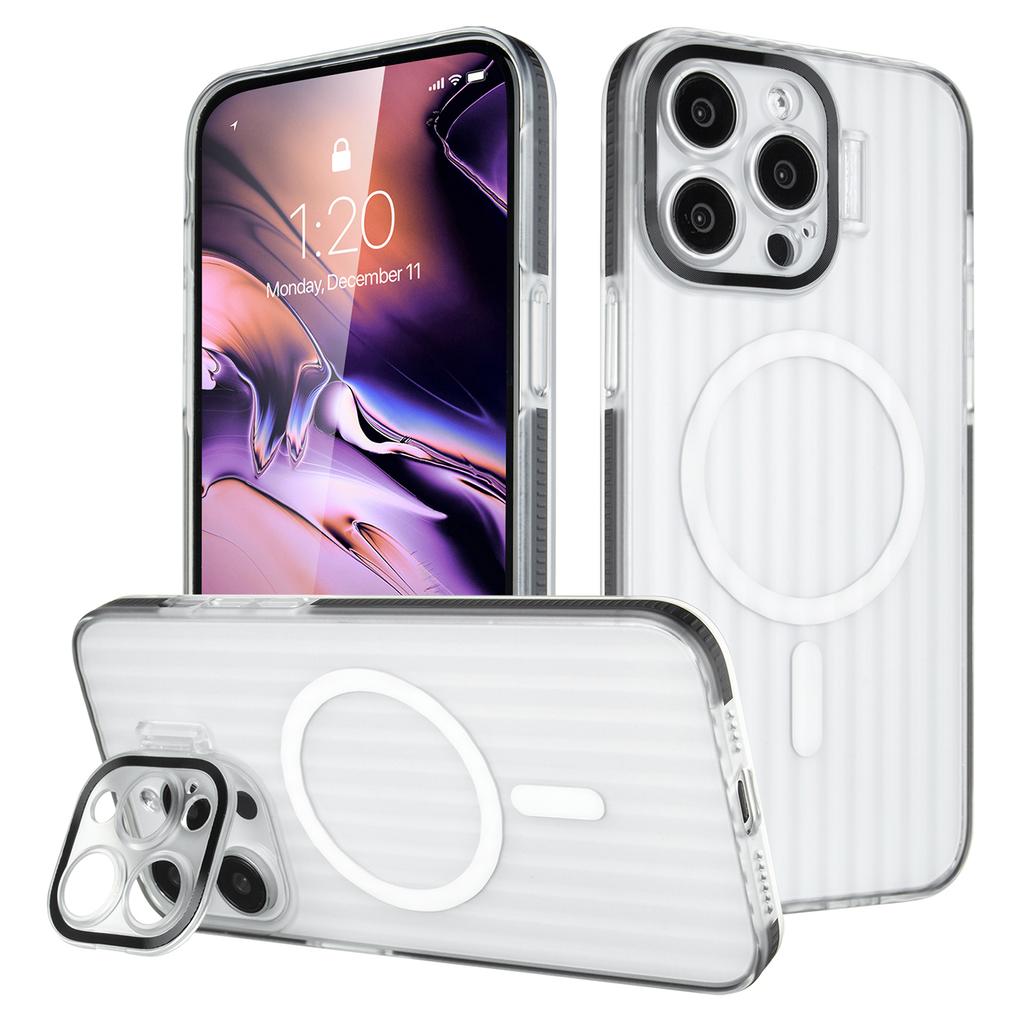 For iPhone 13 Pro Case Compatible with MagSafe PC+TPU Phone Cover Built-In Lens Kickstand