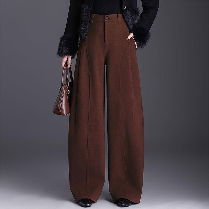 

Curved Wool Women s Pants 2025: New Casual Loose-Fit Drape Fashion in Gray/Red XL/29 красный