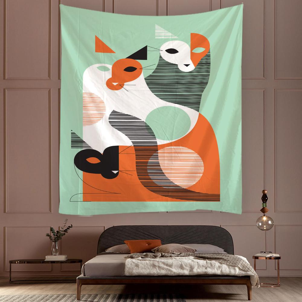 Bedroom Living Room Tapestry Cat Print Tapestry Kawaii Room Decor Tapestry Wall Hanging Home Decor Psychedelic Tapestry