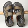 Fashion Summer Men PU Leather Sandals Non-slip Mens Wading Aqua Shoes Quick Dry Slippers Outdoor Beach Shoes Male Casual Soft Half Drag