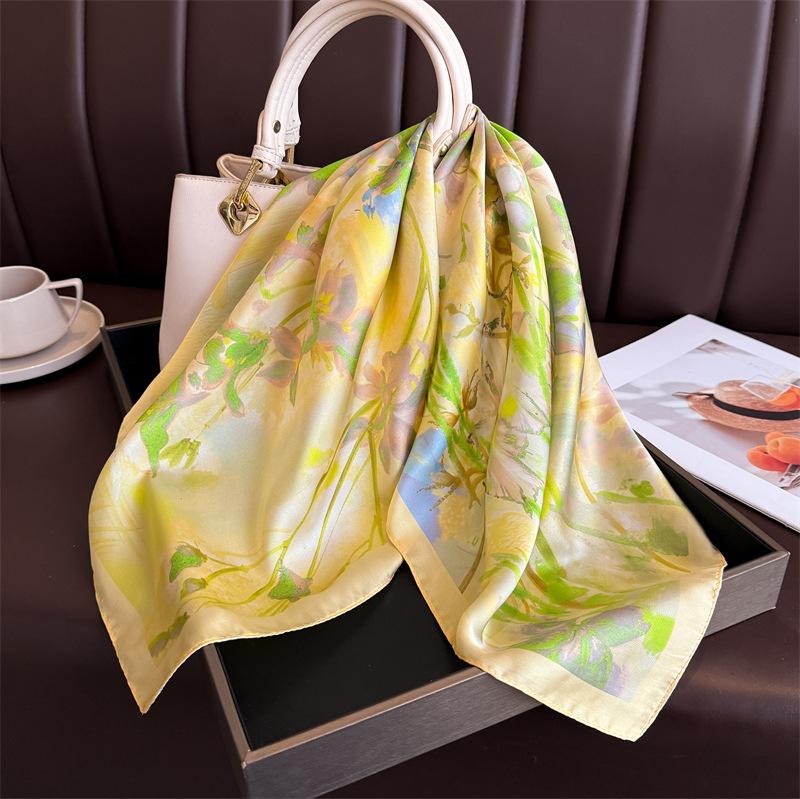 New Silk Scarf Neckerchief Women's Silk Square Scarf Luxury Summer Headband Lady Designer Silk Head Scarf Hair Band Tie Ribbon