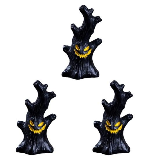jijijing 3Pcs Halloween Mini Resin Figurines, Miniature Pumpkin Ghost Grim Reaper Castle Statue for Spooky Fairy Garden, Haunted House, Micro