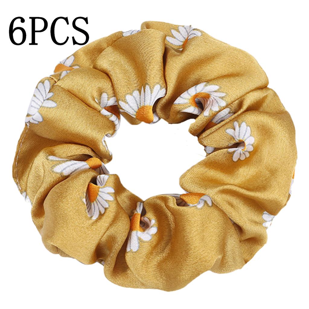 6 Stück/Los Haargummis Elastisches Band Damen Halter Gummiband Zubehör Chiffon Sonnenblume Gänseblümchen Blume Niedliche Kopfbedeckung