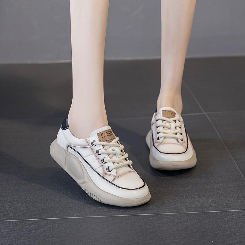 New Retro Shoes Women's Thick-soled Casual Single Shoes Lace-up Nurse Shoes