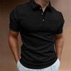 Summer New Cross-border Amazon Europe and America Waffle Men's Polo Shirt Short-sleeved Button-up T-shirt Top
