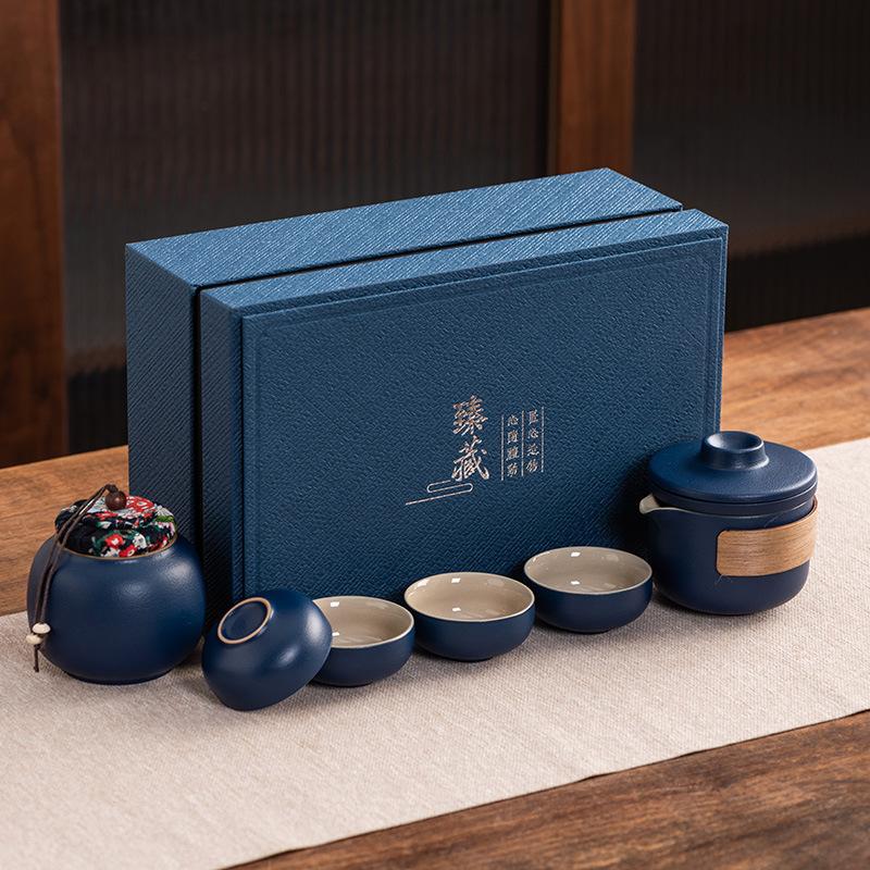 Travel tea set Ceramic express cup Portable one pot two cups Company business gifts Holiday souvenirs