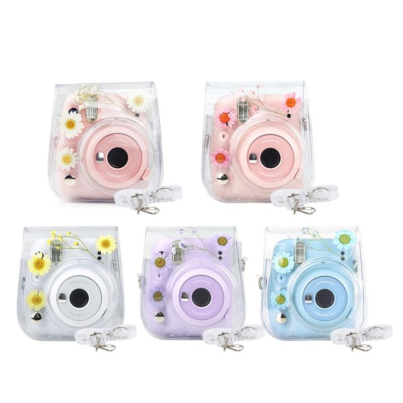 for Mini 11 Crystal Transparent Protective for Case Cover Bag Instant Camera Bag for Shell with Strap Replacement