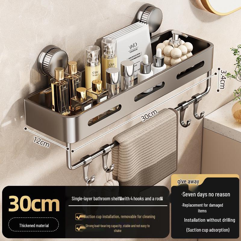 

Suction Cup No-Drill Wall-Mounted Bathroom Storage Rack