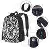 The Key To My Teeth 3d Print Design Backpack Student Bag Skull Bone Heart Key Lock Horror Metal Punk