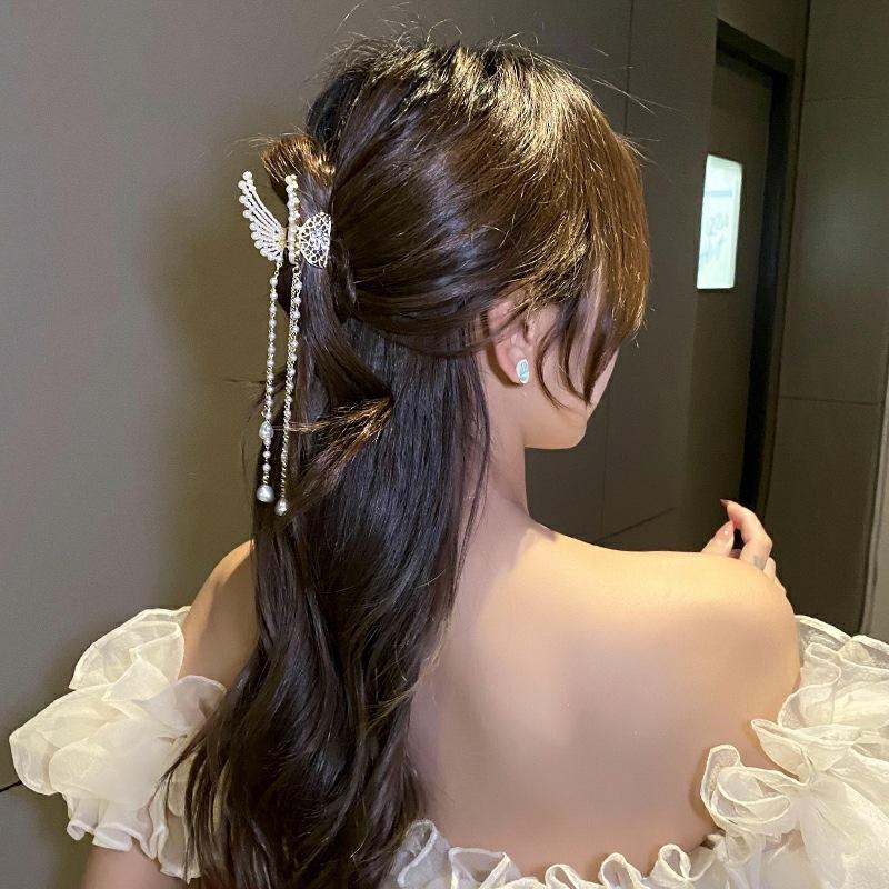 Butterfly Pearl Tassel Hairpin Korean Simple Side Clip Liu Hai Clip