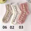 Three Pairs of Women's Socks Fashion Print Cartoon Pattern Socks Winter Thick Warm Pile Pile Socks