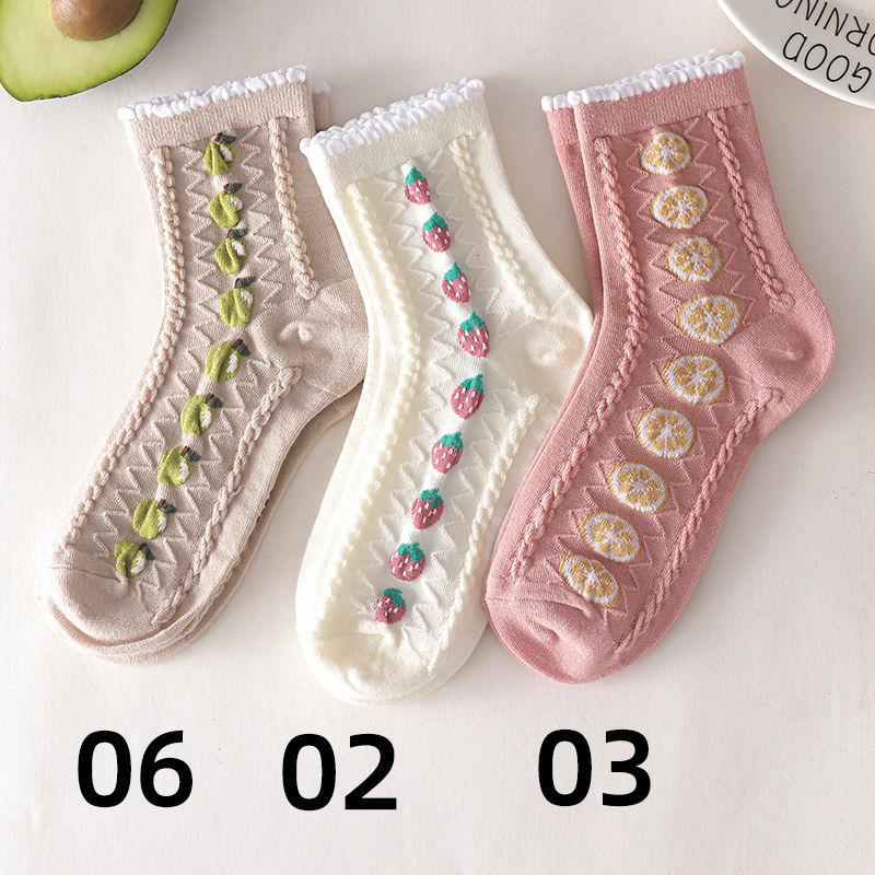 Three Pairs of Women's Socks Fashion Print Cartoon Pattern Socks Winter Thick Warm Pile Pile Socks
