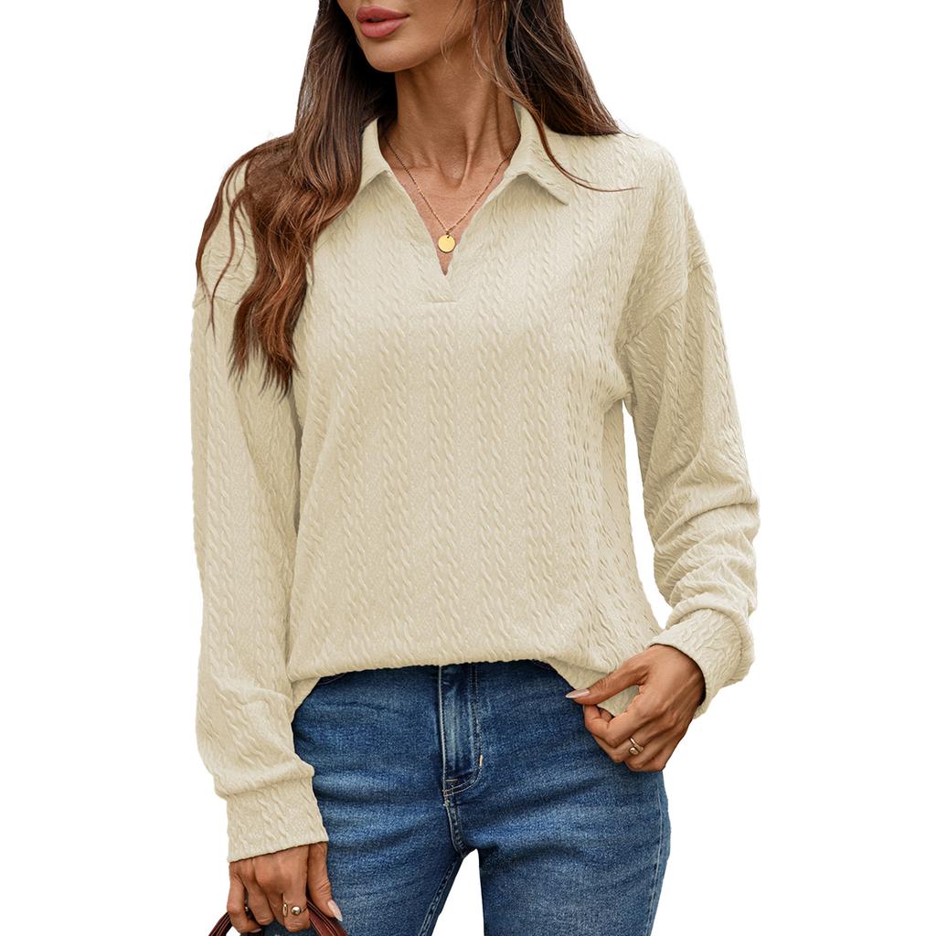 New Solid-color Pullover Hoodie for Autumn and Winter, Loose Lapel Long-sleeved Top for Women