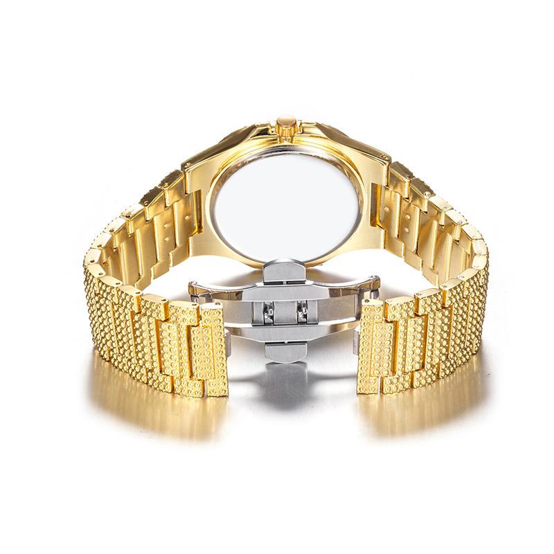 Luxury Quartz Watch For Men Automatic Date Hip Hop Full Iced Diamond Clock Fashion Watch Men Waterproof Square WristWatch