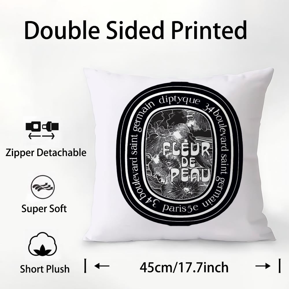 Luxury D-Diptyques Pillow Case Plush Fabric Soft Double Sided Print Sofa Cushion Cover Throw Pillow Covers