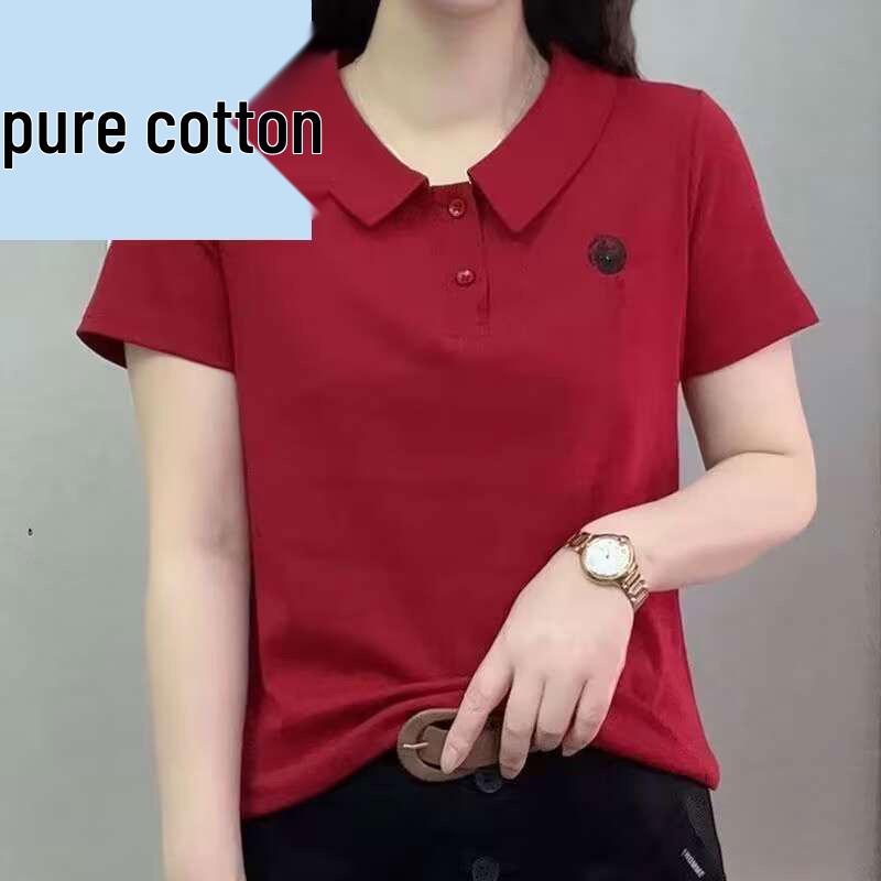 

Elegant Women s Cotton Peter Pan Collar Short-Sleeve Summer T-Shirt 5XL (140-155 jin)