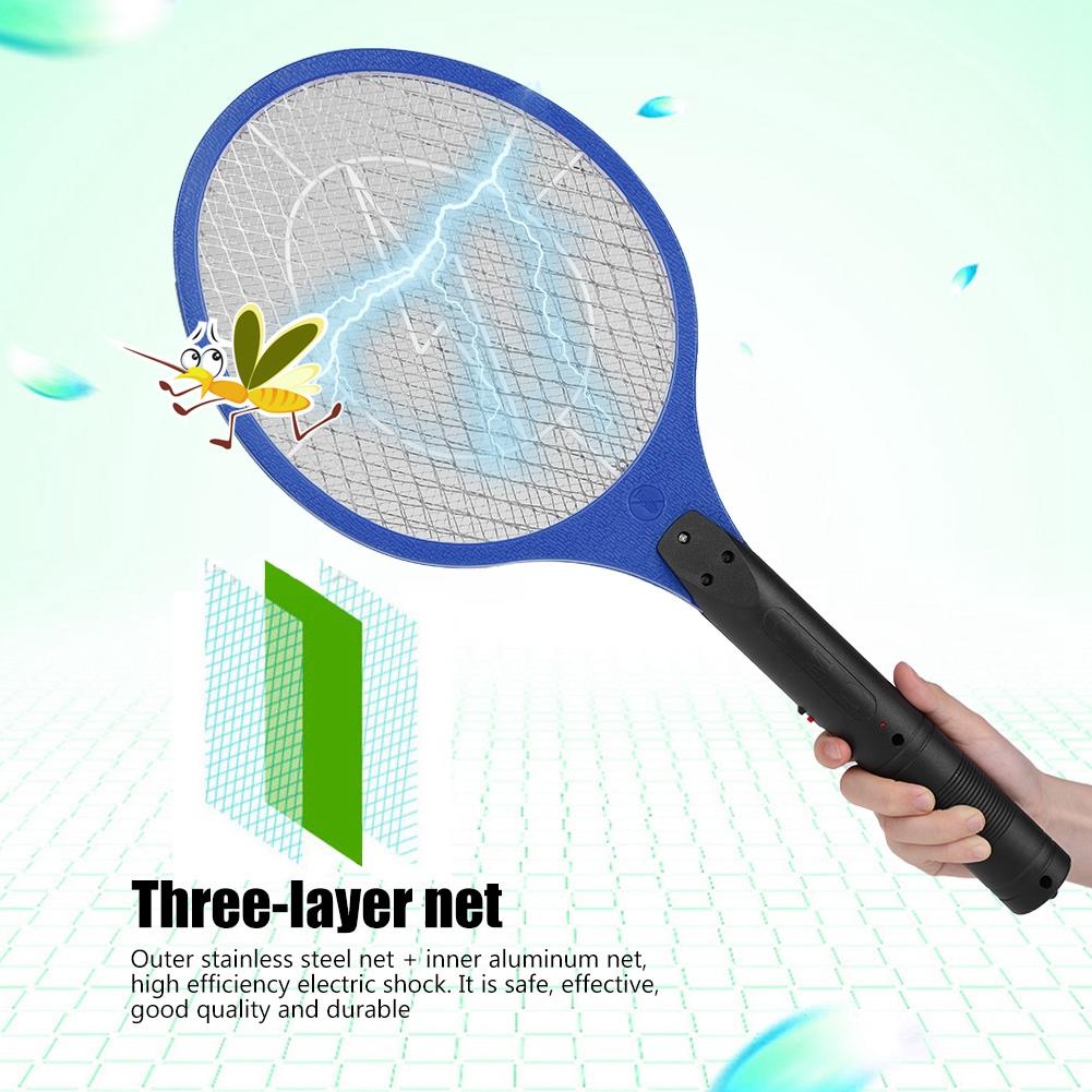 Cordless Rechargeable Electric Fly Mosquito Swatter Bug Zapper Racket Insects Killer Blue
