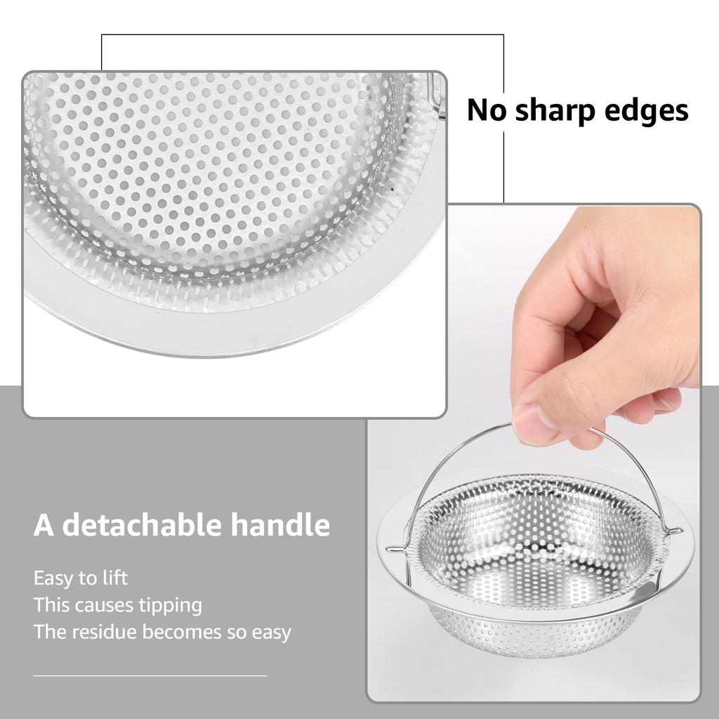 6Pcs Stainless Steel Stainless Steel Sink Filter Kitchen Sewer Strainer Fine Mesh Floor Drain Hair Waste Garbage Filter Basket