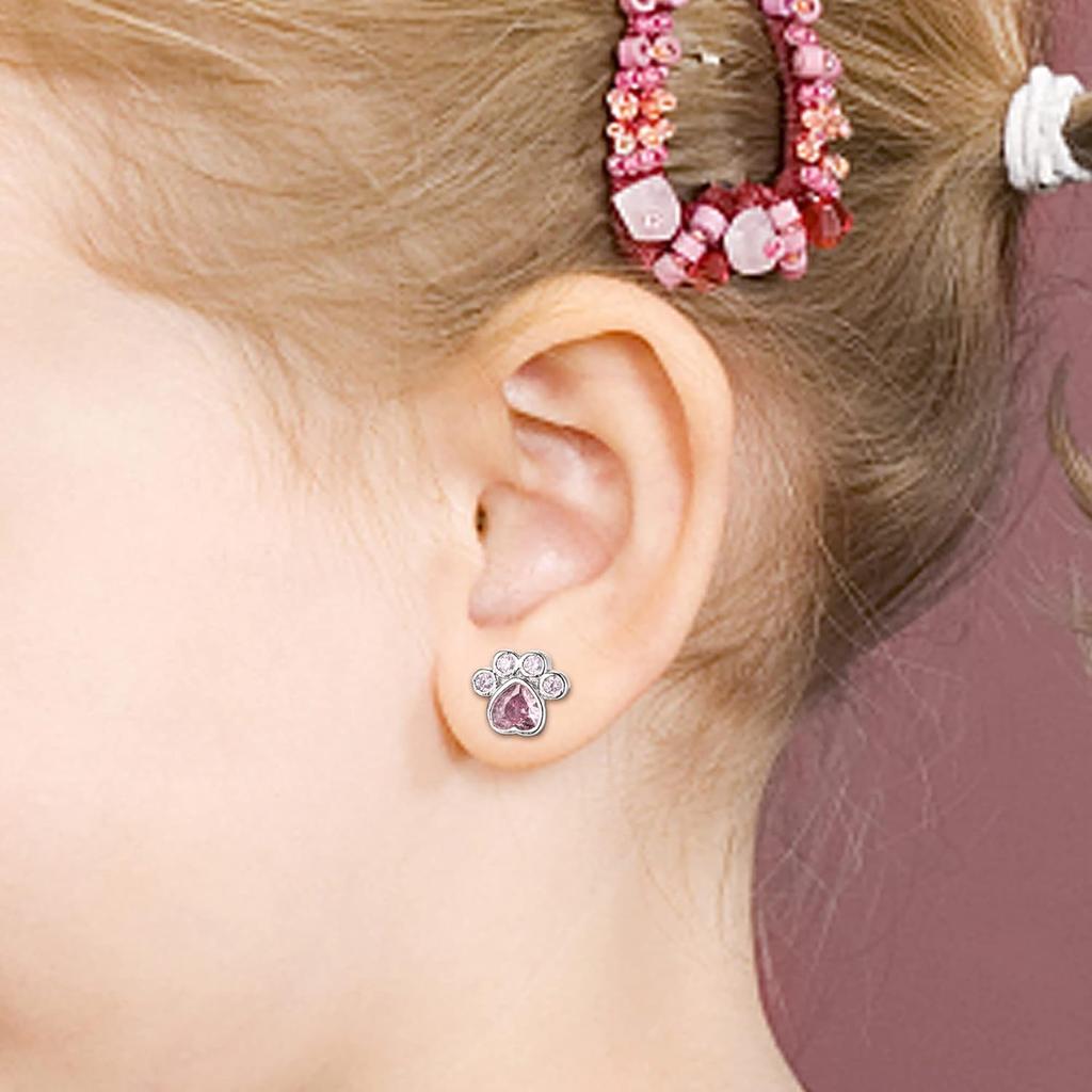 Bobisty 1Pair Cute Screw Back Earrings for Women Stainless Steel Multicolored Heart Flower Butterfly Rainbow CZ Stud Earrings