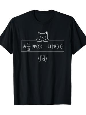 Quantum Mechanics Cat T-shirt Physics Themed Printed Women Tee Comfortable Top Round Neck Short Sleeve Casual Clothing