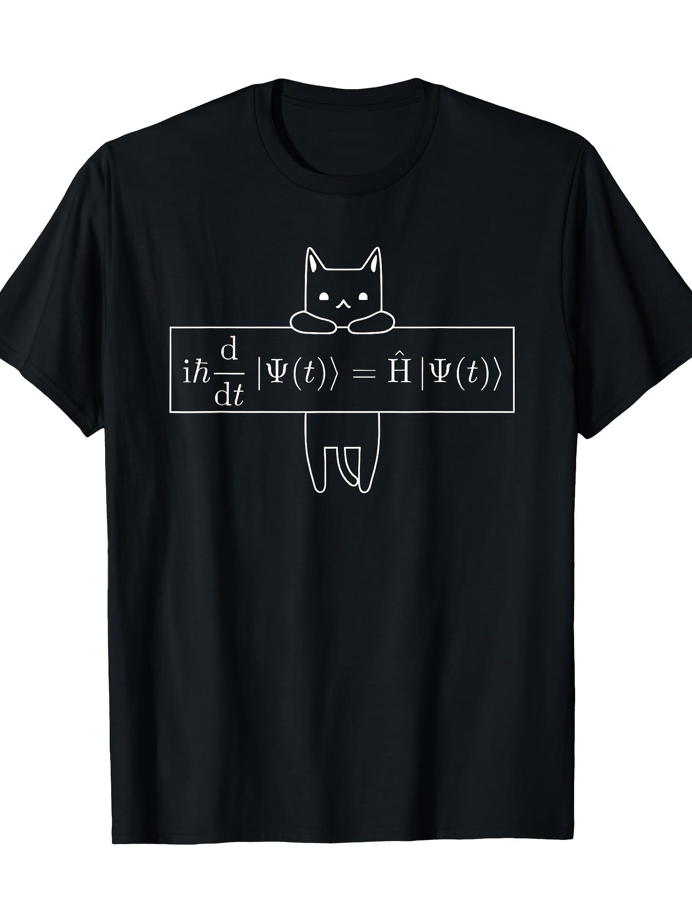

Quantum Mechanics Cat T-shirt Physics Themed Printed Women Tee Comfortable Top Round Neck Short Sleeve Casual Clothing 4XL