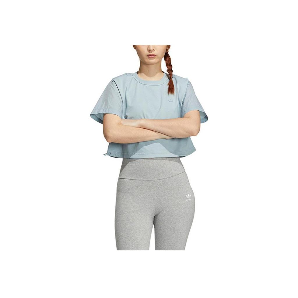 Adidas Originals Short Sleeve Logo T-Shirt Women Tops Blue HP0097