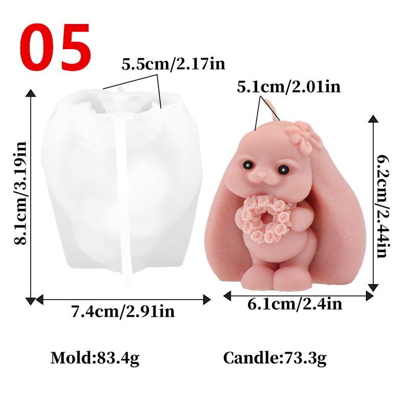 Easter Rabbit Silicone Candle Mold DIY Easter Egg Rabbit Violin Playing Rabbit Aromatherapy Candles Gypsum Home Decor Gifts