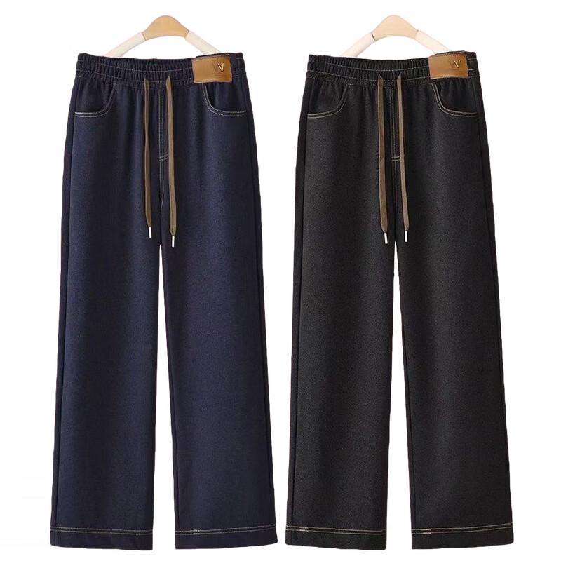 Women's Winter High-Waist Straight-Leg Fleece Jeans
